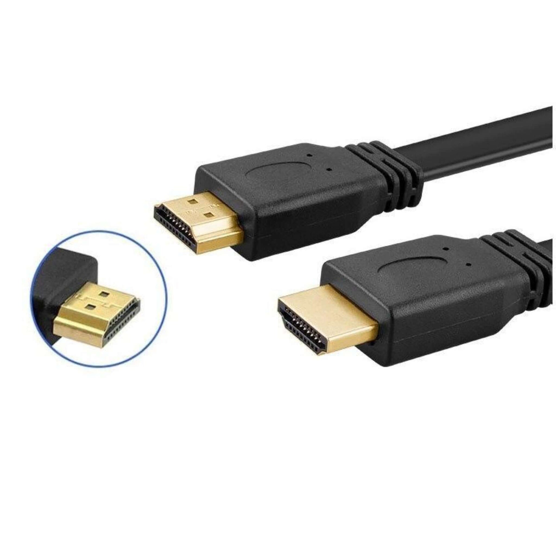 Premium HDMI flat cable with gold-plated connectors for high-definition 1080p audio and video.