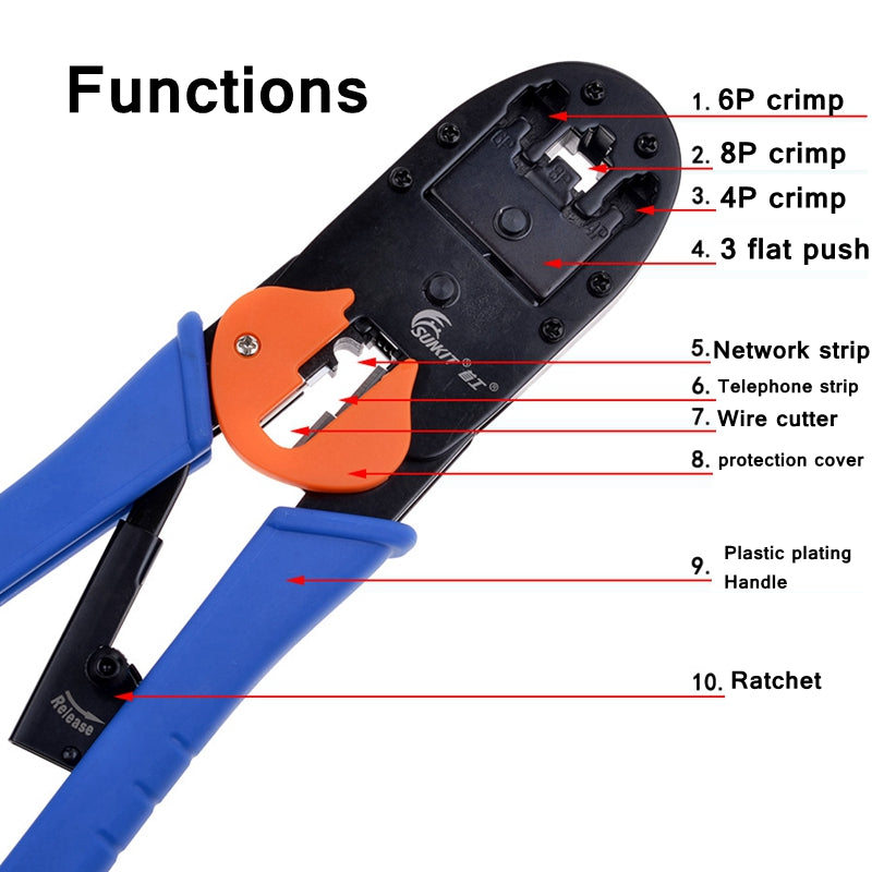 SUNKIT SK-8468BR multi functional Cable crimper