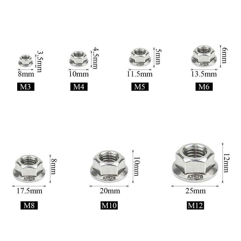 150PCS Hex Flange Nuts Assortment M3-M12 - Sun Cheong Computer Company Limited