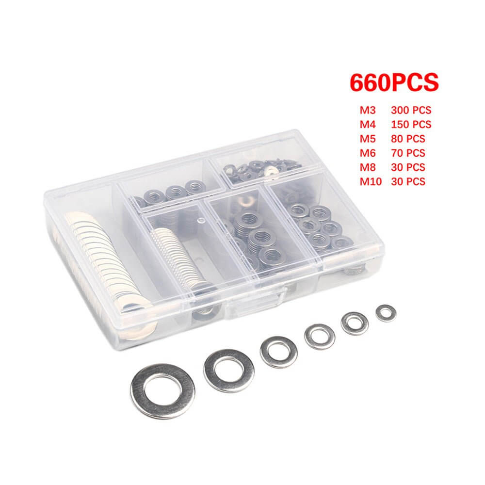 660PCS M3 - M10 Stainless Steel Washer Plain Washer Kit Screw Fastener - Sun Cheong Computer Company Limited