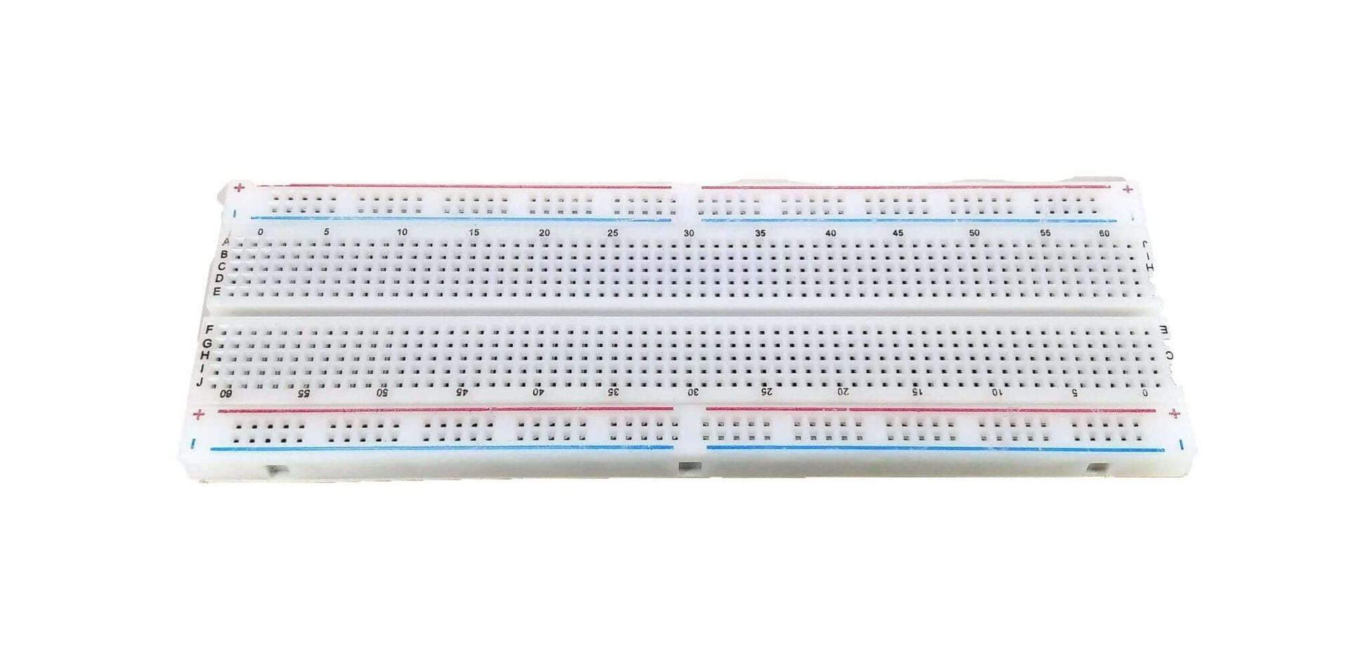 165x55mm 830-point solderless breadboard for DIY electronics projects, perfect for prototyping and experimentation.