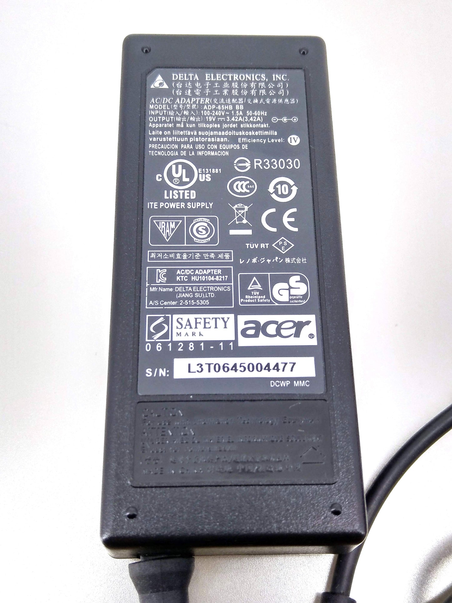 ACER 19V 3.42A 65W 5.5mm x 1.7 AC/DC Adapter