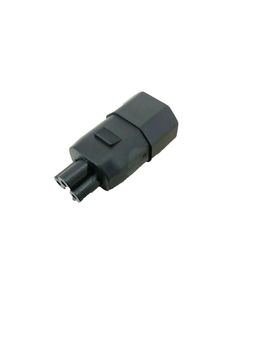IEC 320 C14 to C5 AC adapter connector, known as Mickey Mouse Converter, for laptop power compatibility.