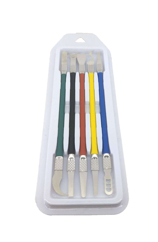 5 in 1 CPU IC removal tools kit with various colored handles for mobile phone repair and component cleaning.