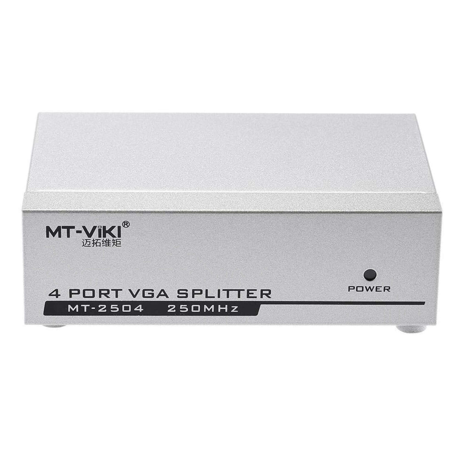 MT-VIKI MT-2504 4-Port VGA splitter for high-resolution video distribution up to 1920x1440 at 250MHz.