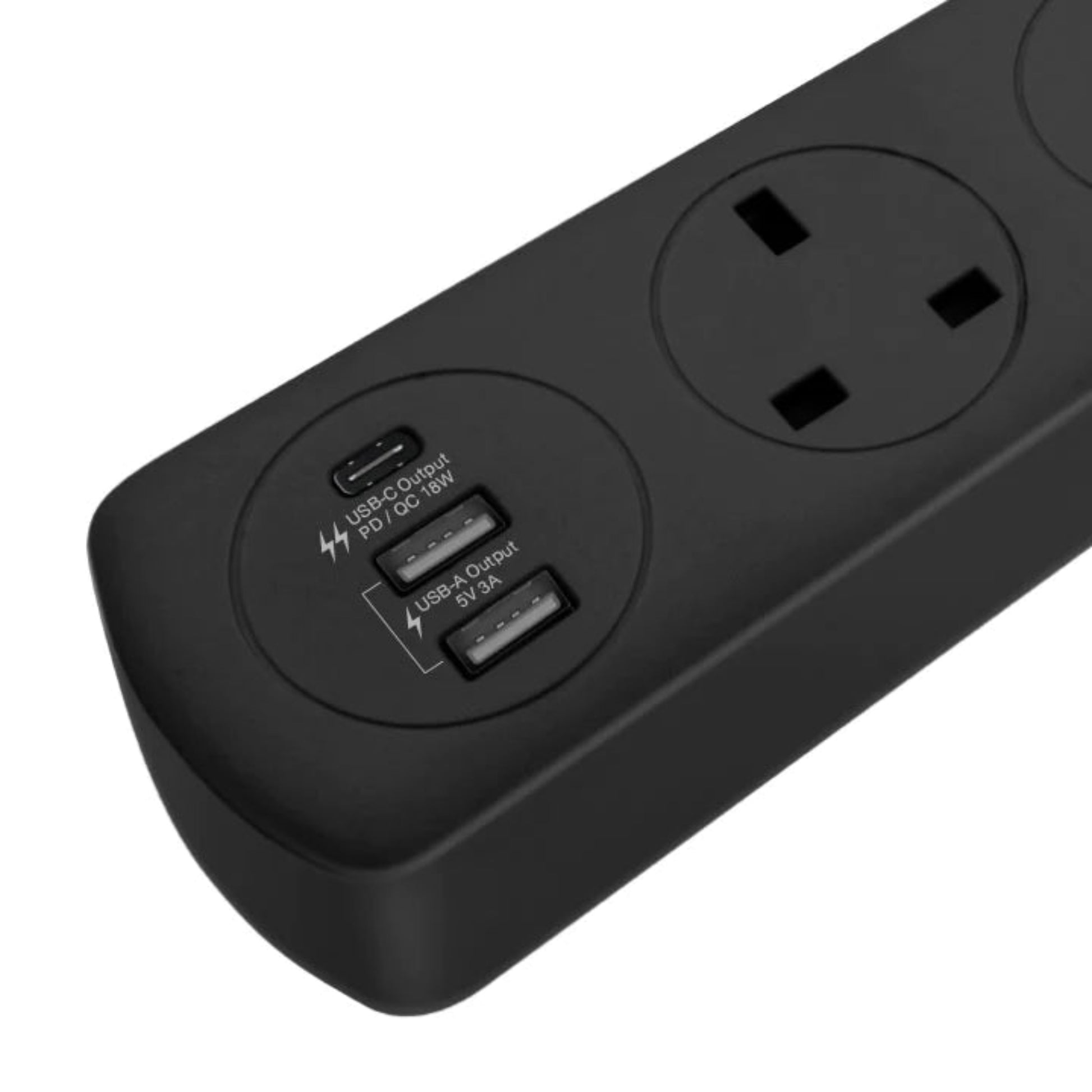 Maxpower 4-way power strip with 1 Type-C and 2 USB-A ports for versatile charging.