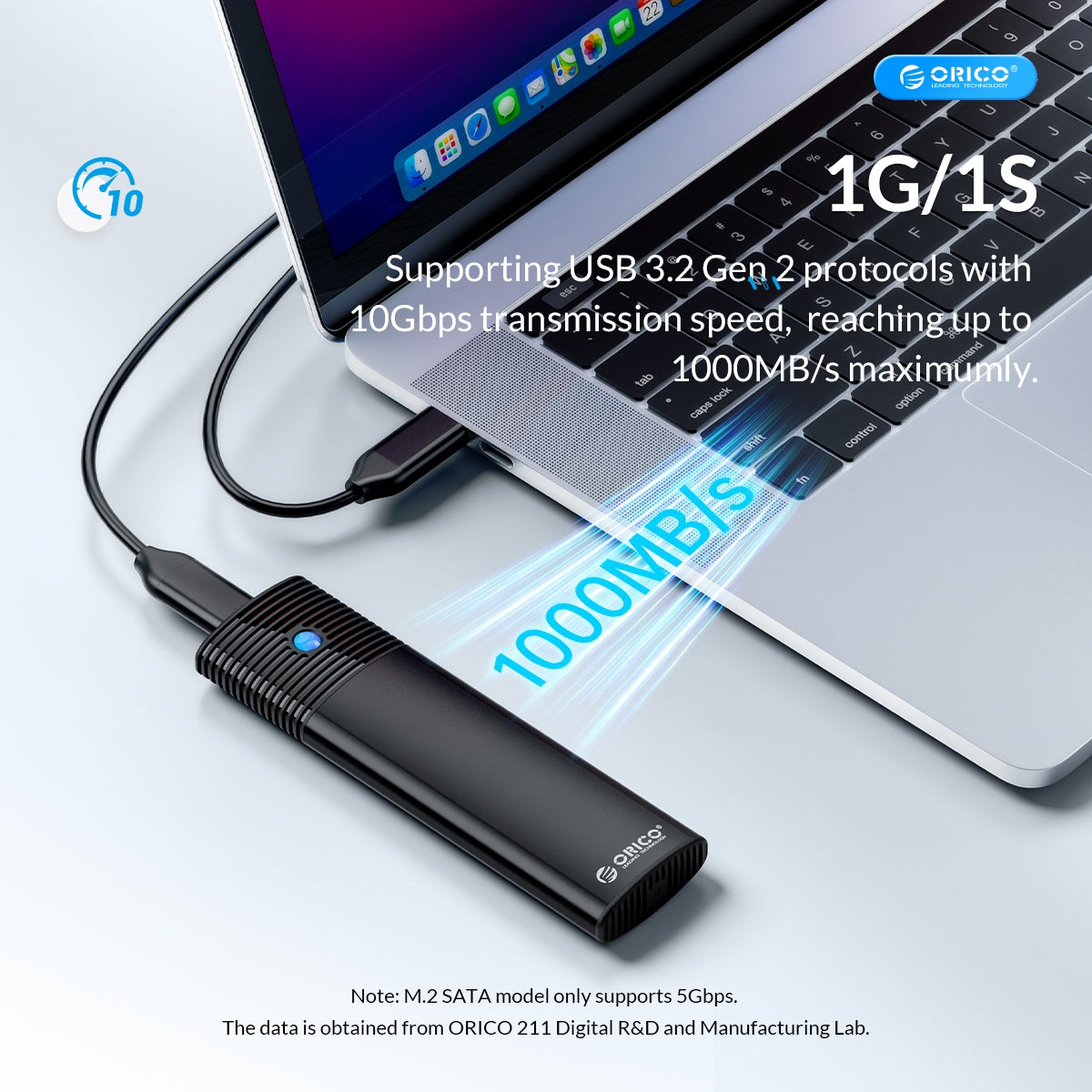ORICO M.2 NVMe SATA SSD Enclosure Adapter - Black