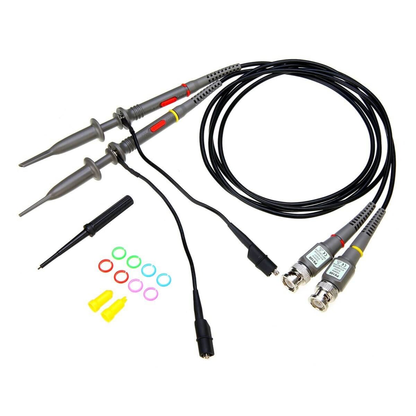 100M Digital BNC Oscilloscope Probe Full set of P6100 100MHz BNC Oscilloscope Probes (2pcs/lot) with cables and accessories.