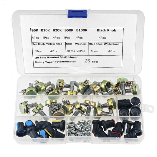 20PCS Single Potentiometer Kit B5K/10K/20K/50K/100K - Sun Cheong Computer Company Limited