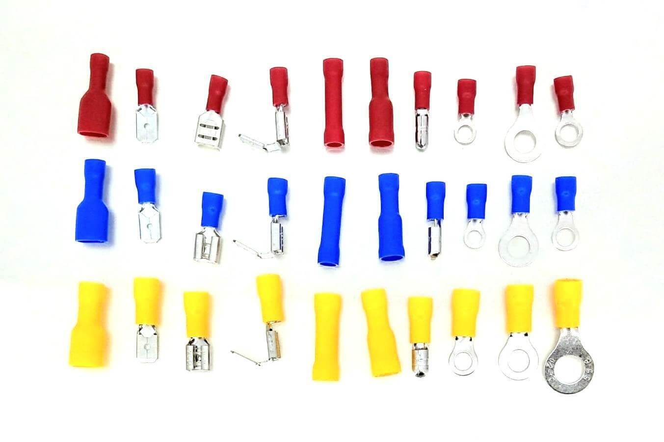 480PCS assorted insulated electrical wire connectors in various colors and types for easy crimping and splicing.