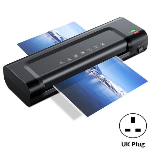 Professional A4 Hot Laminator - Fast Warm-Up, Low Noise, Office & Home with photo being laminated.