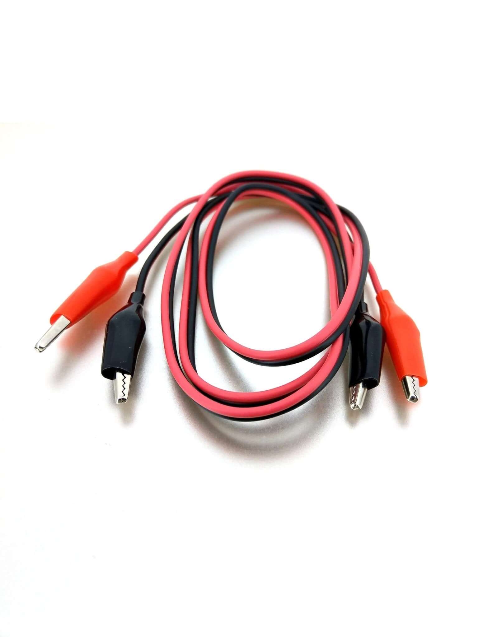 1M double-ended alligator clip test leads with red and black wires for electronics and electrical testing.