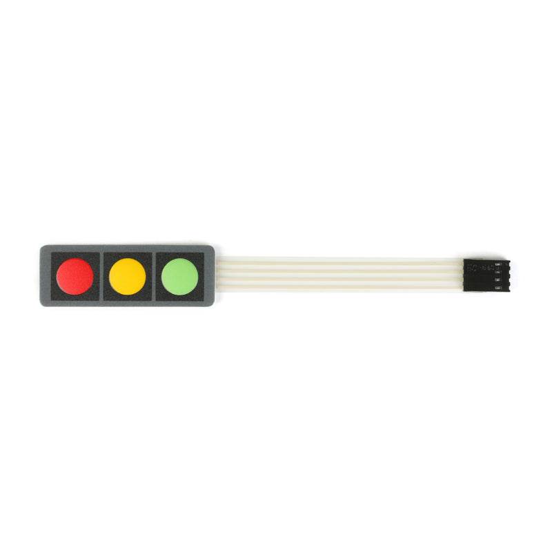 1 2 3 4 Key Button Membrane Switch for Arduino with red, yellow, and green buttons for DIY projects.