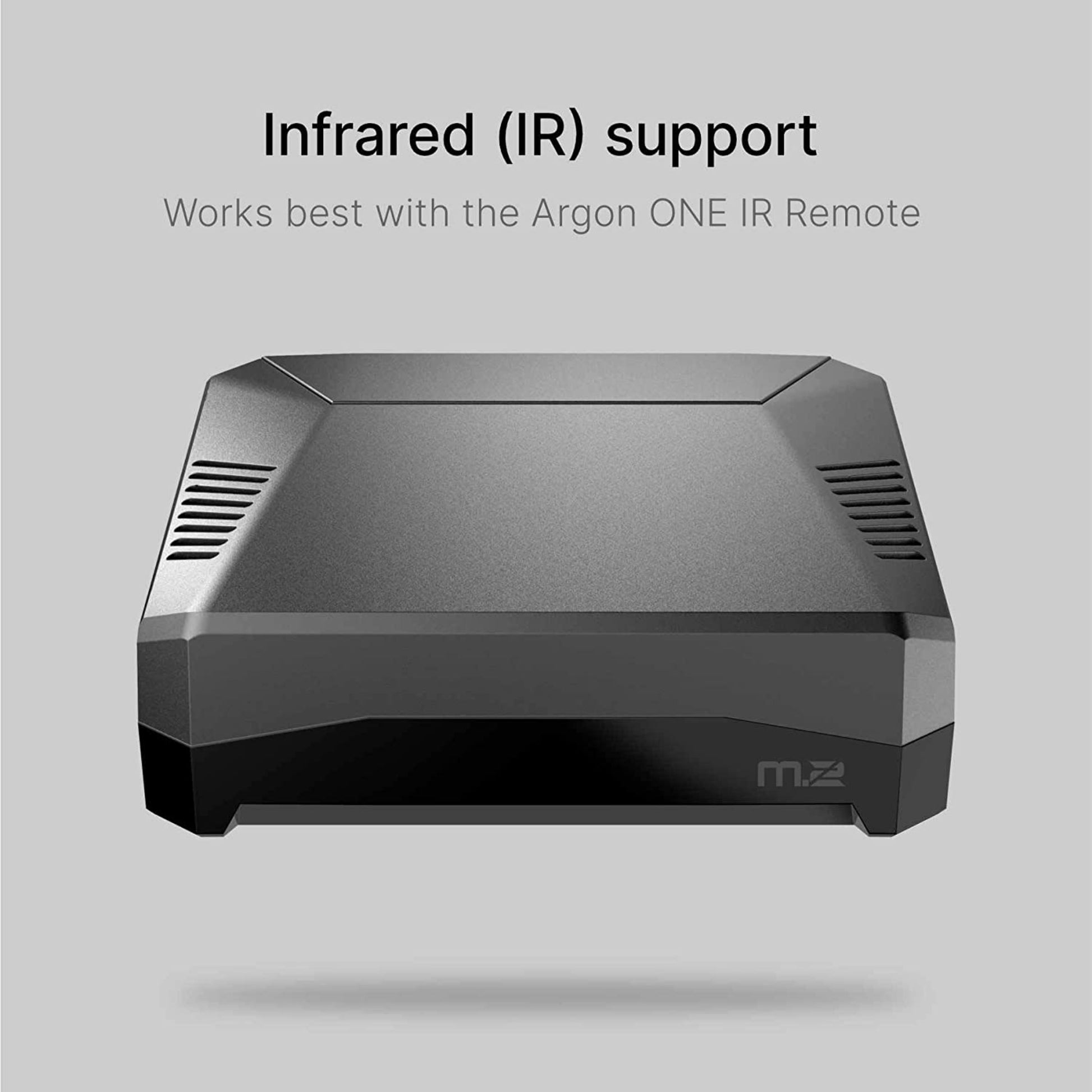 Argon ONE M.2 Raspberry Pi 4 case with infrared (IR) support, ideal for use with Argon ONE IR Remote.