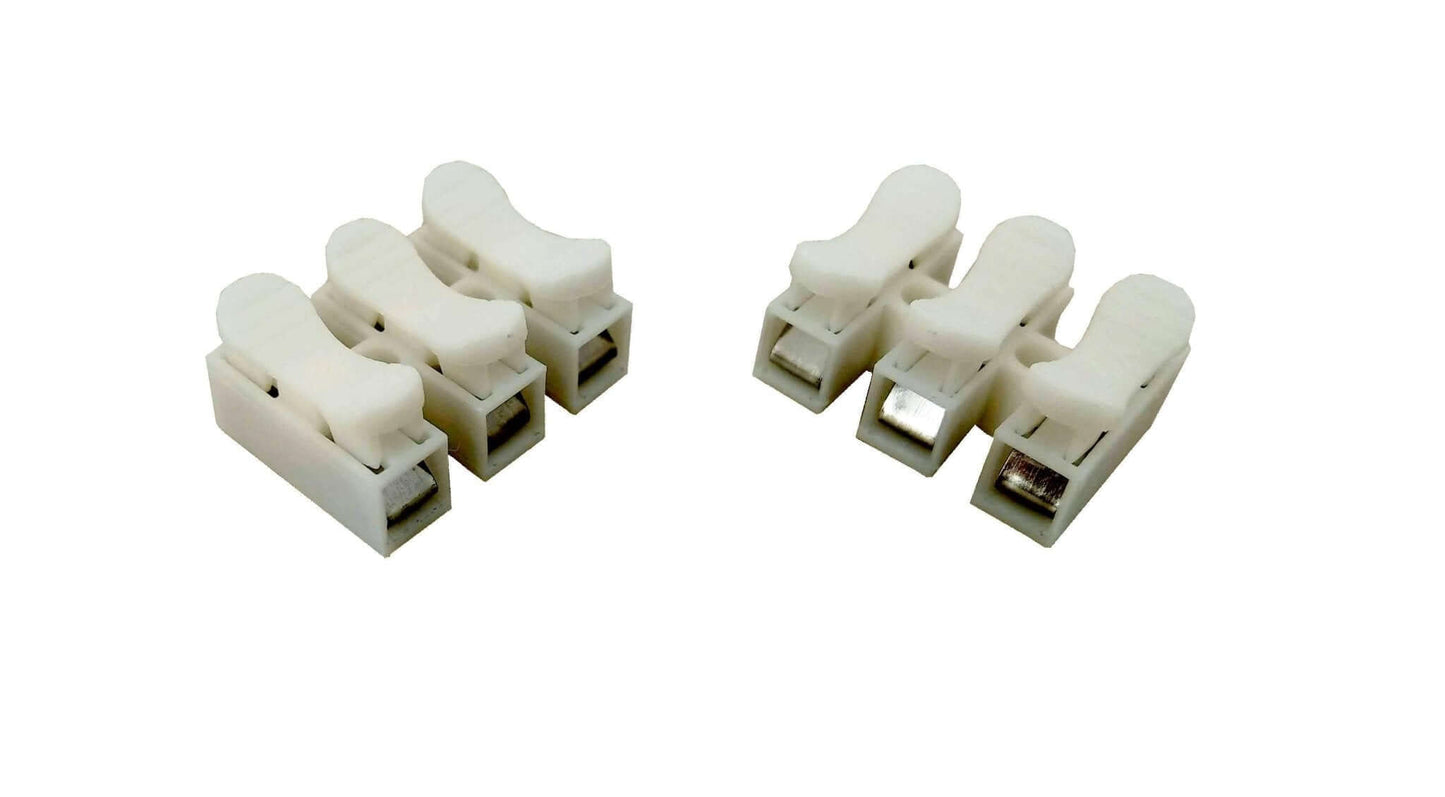 CH-3 3-position spring clamp wire connectors, ideal for electrical connections, set of 50 for reliable DIY and industrial use.