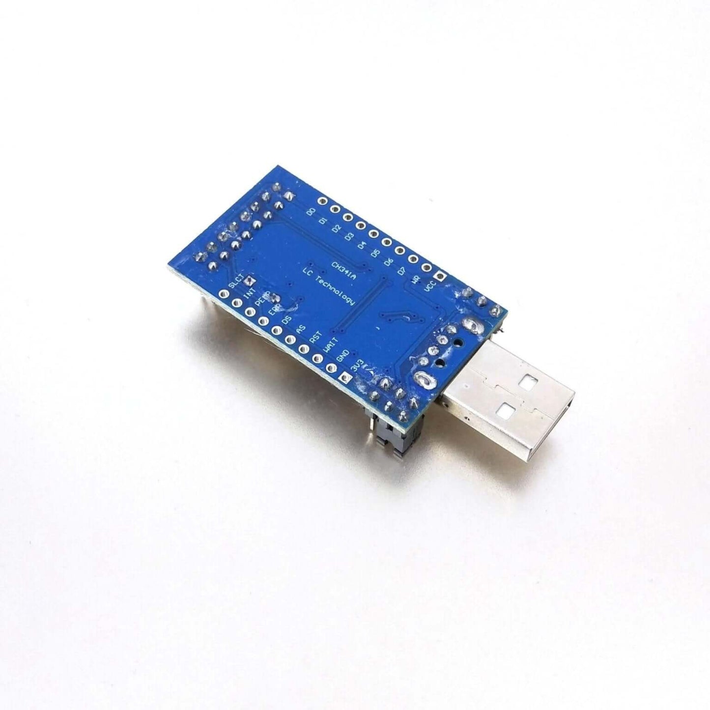 CH341A Programmer Module USB adapter for UART, IIC, SPI, TTL, and Parallel Port connections.