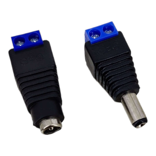 5.5mm x 2.1mm DC Power Connector Plug (Male/Female) for LED strips and CCTV devices.