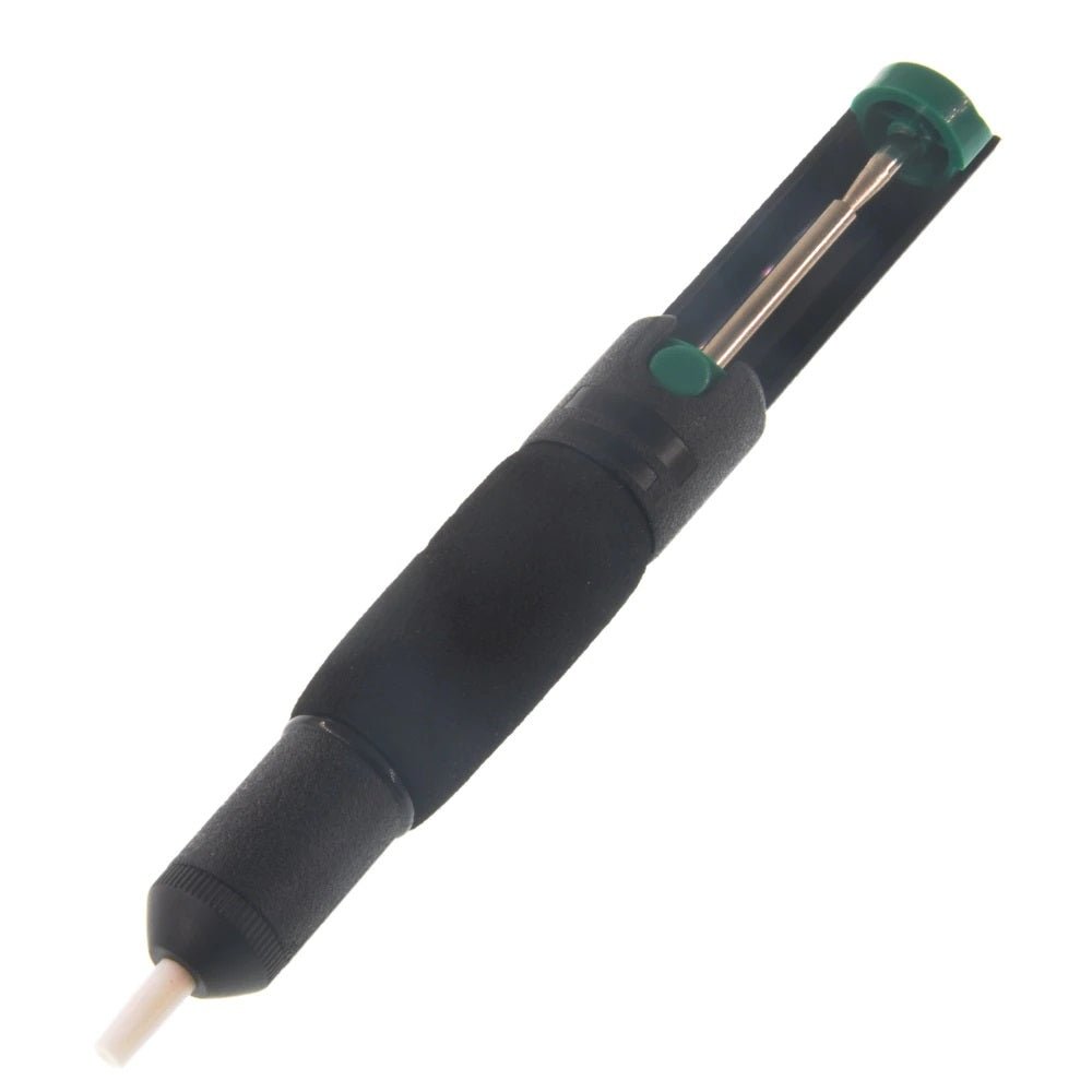 Plastic powerful desoldering pump for solder removal, 210mm long with suction vacuum features, ideal for hand welding.
