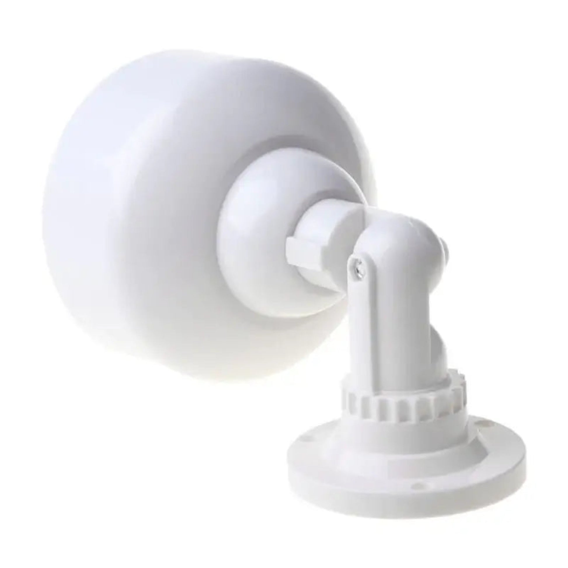 Back view of a dummy CCTV camera showing its adjustable side mounting bracket.