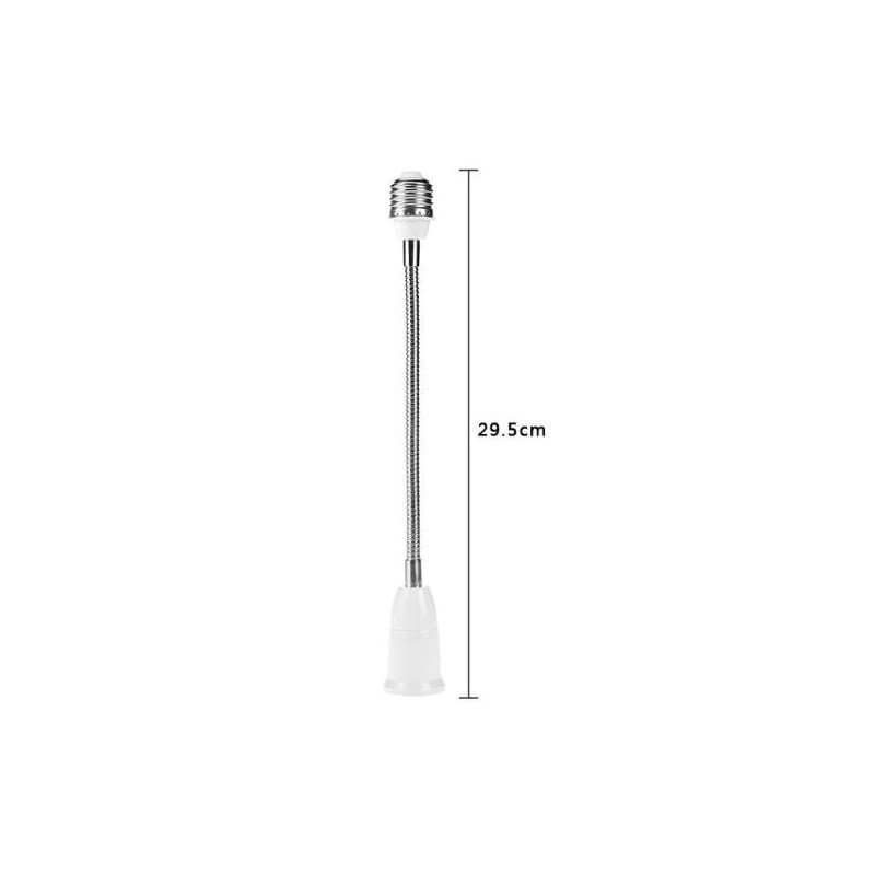 Flexible E27 light bulb socket extender with 29.5cm gooseneck for adjustable lighting placement.