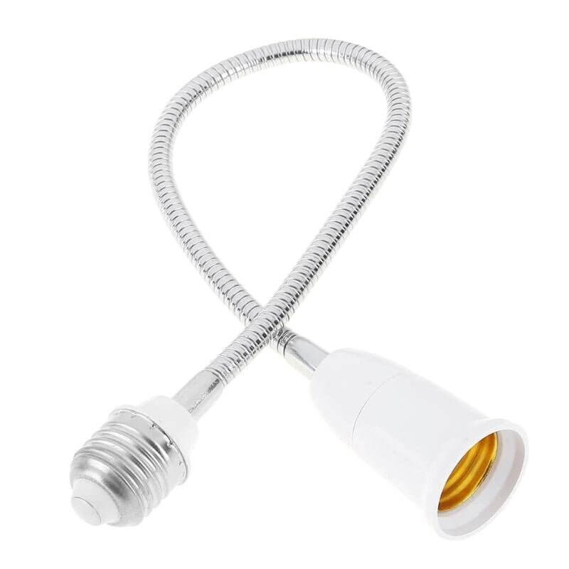 Flexible E27 light bulb socket extender with 30cm gooseneck adapter for directional lighting.