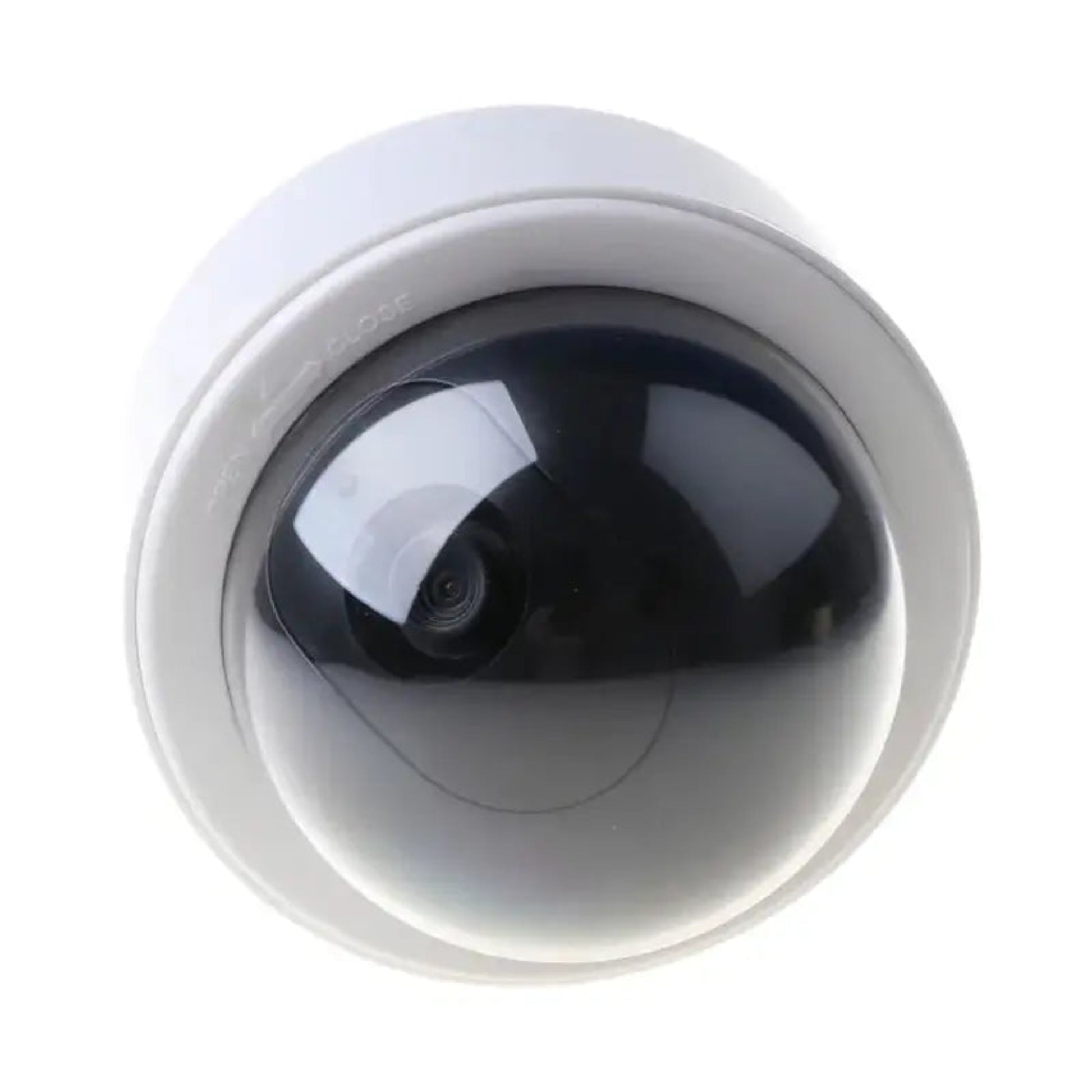 Realistic fake dome security camera with a black dome, ideal for deterring potential intruders.