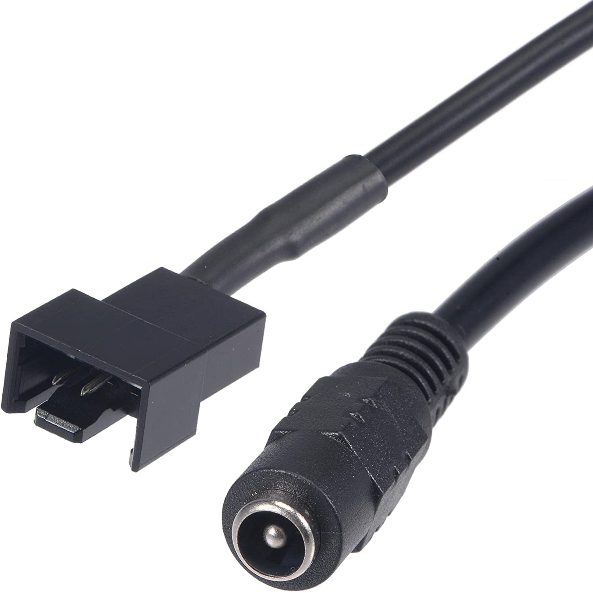 Detail of the 3/4 pin fan connector on the power adapter cable, ideal for computer cooling.