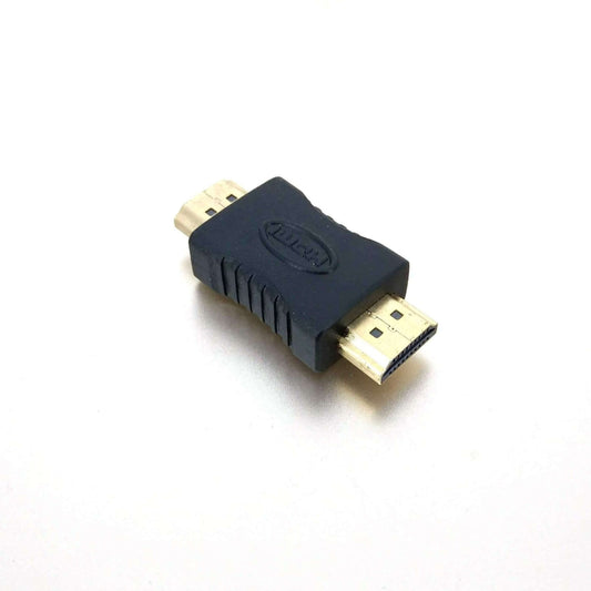 Gold-plated HDMI male to male coupler for extending or adapting HDMI connections.