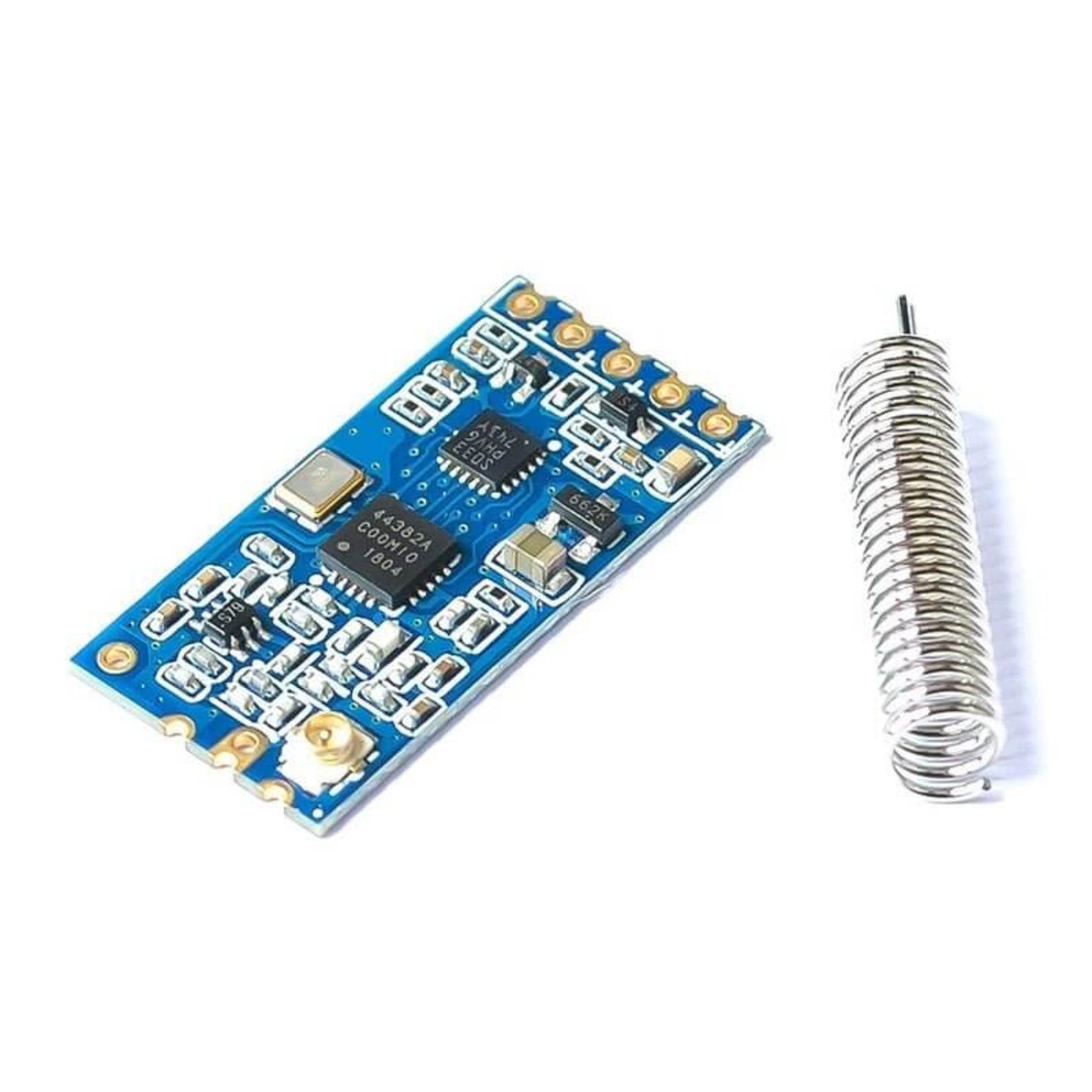 HC-12 433Mhz wireless serial module with spring antenna for enhanced 1000m range communication.