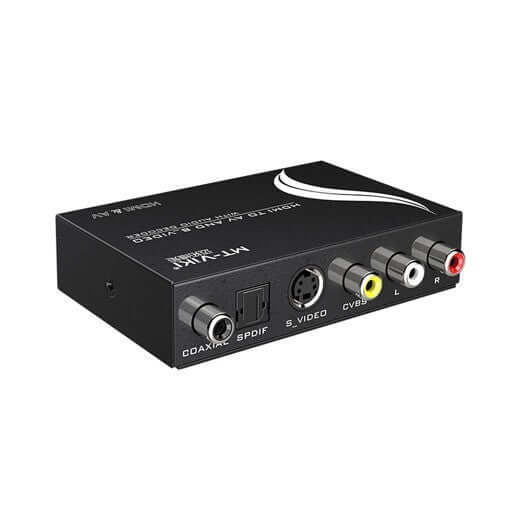 MT-ViKI HDMI to AV and S-Video Converter for high-definition video output with audio support.