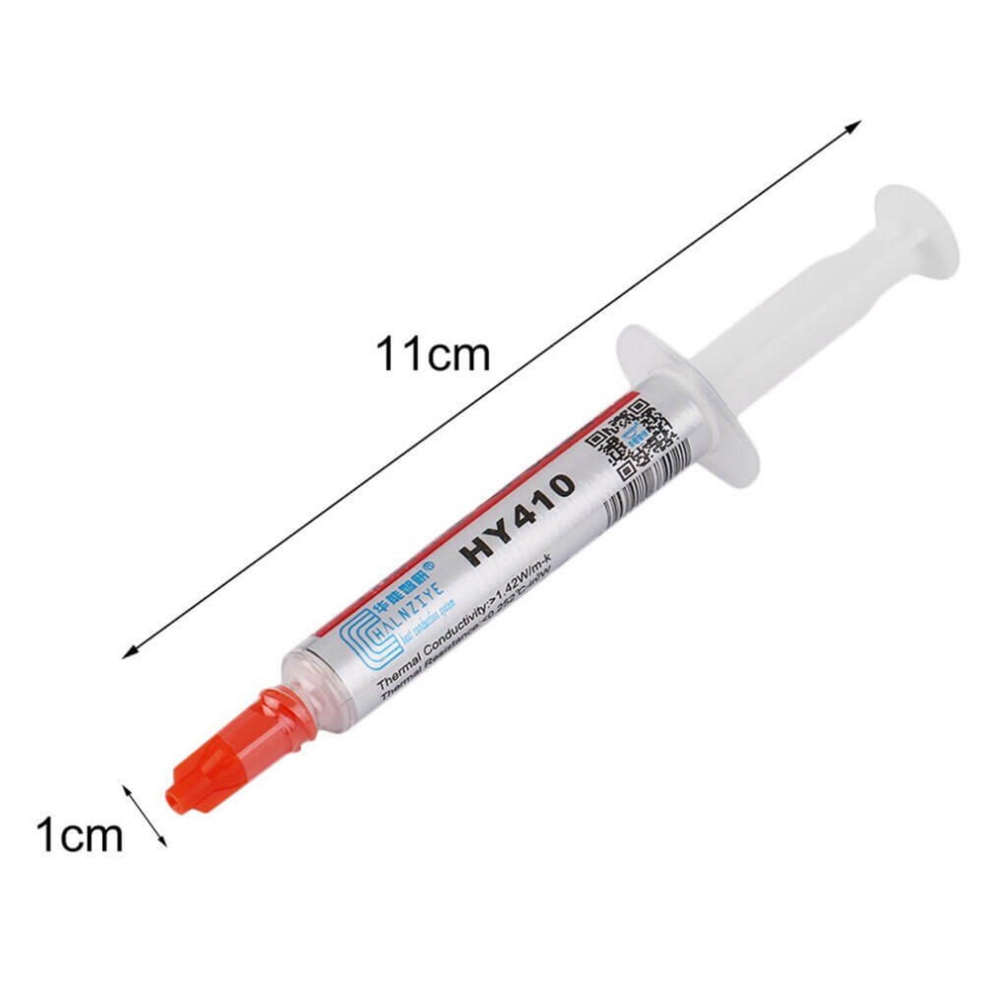 HY410 High-Performance Thermal Grease Paste in a syringe, essential for CPU and GPU cooling, 2g size.