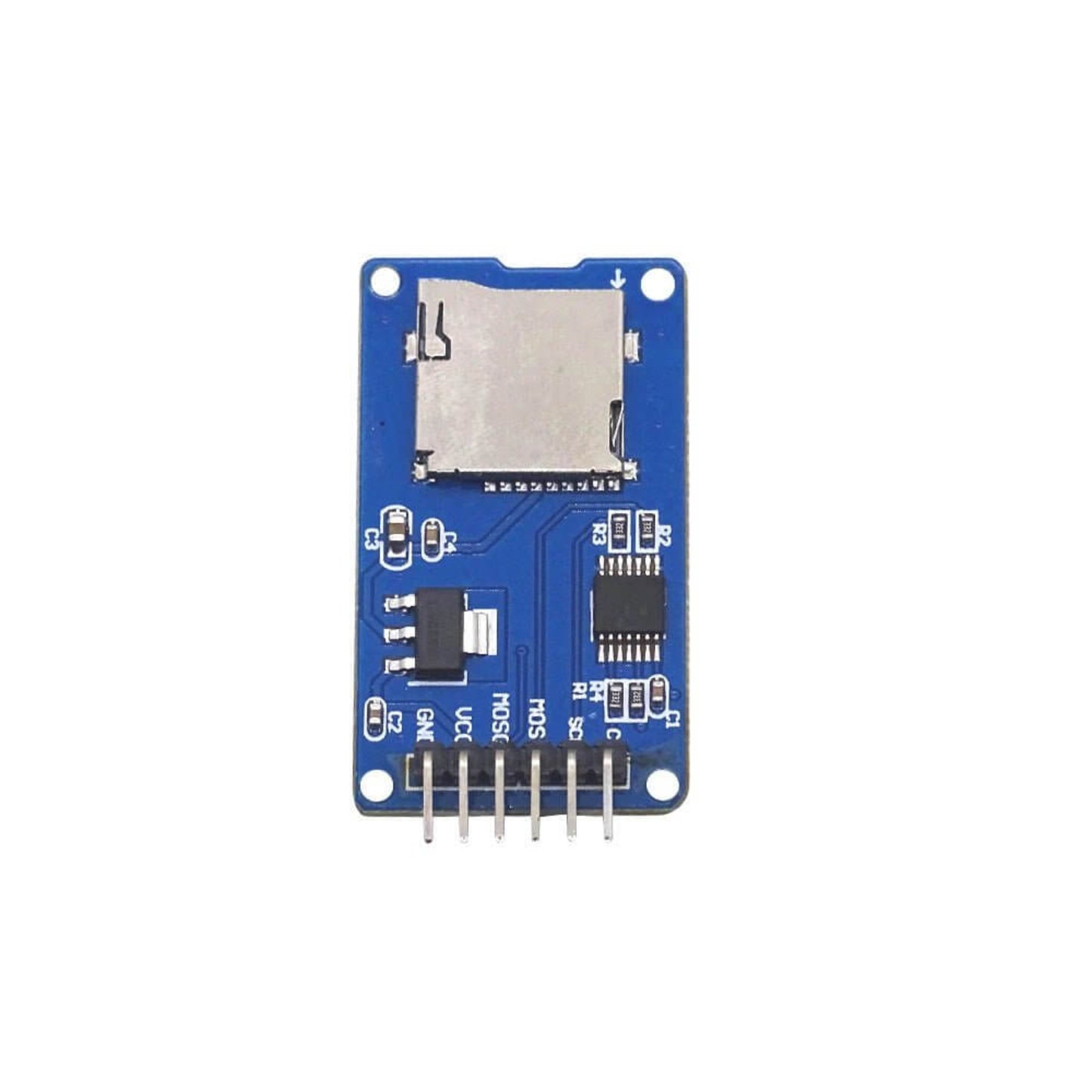 Micro SD Card Reader Module for Arduino with SPI interface and level converter chip, suitable for high-speed SD cards.