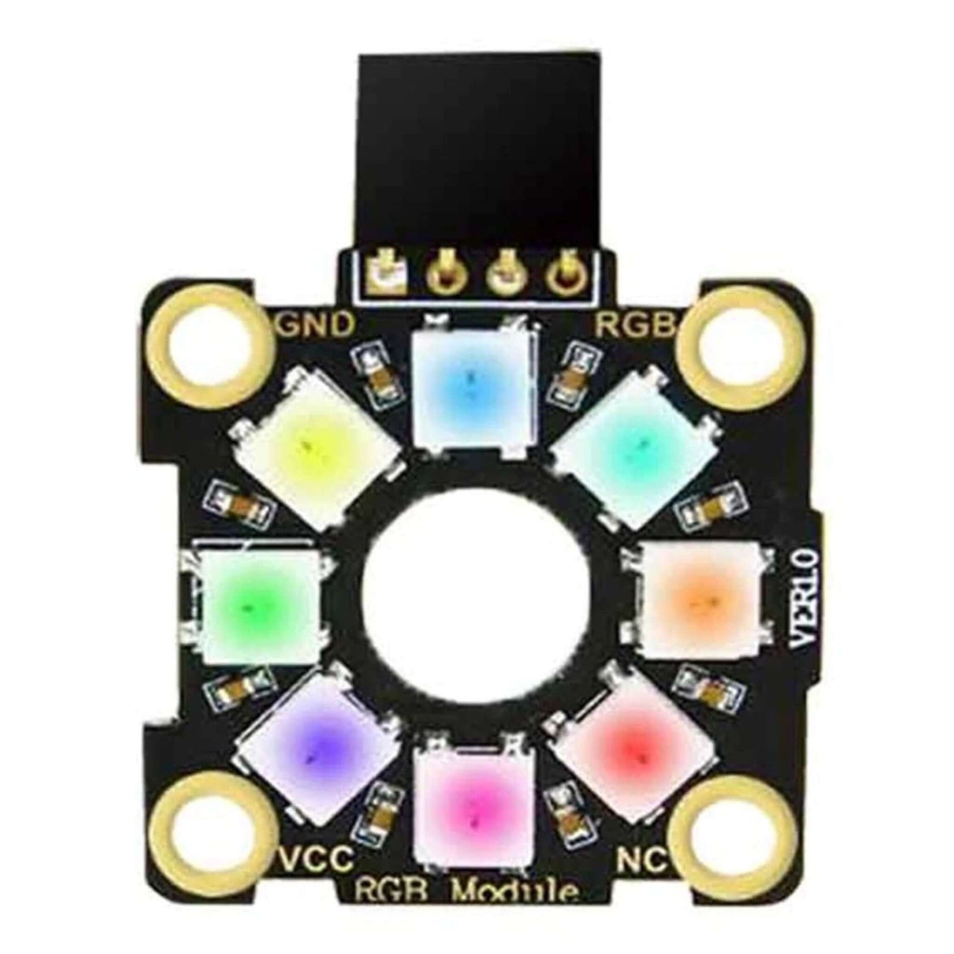 Micro:bit RGB LED Module featuring 8 programmable RGB lights for vibrant color displays in electronic projects.