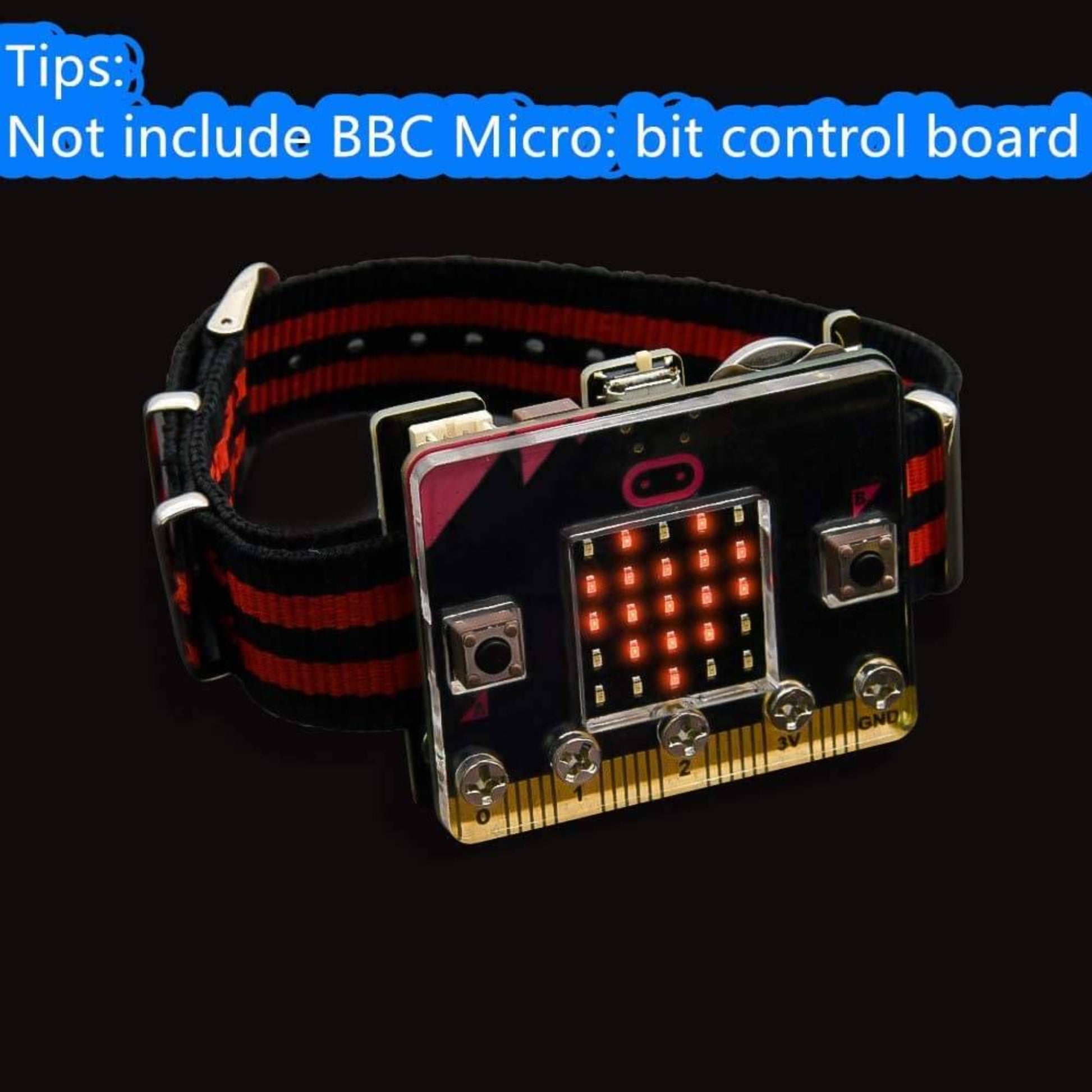 Micro:bit Smart Watch Starter Kit design with LED display, not including BBC Micro:bit control board.