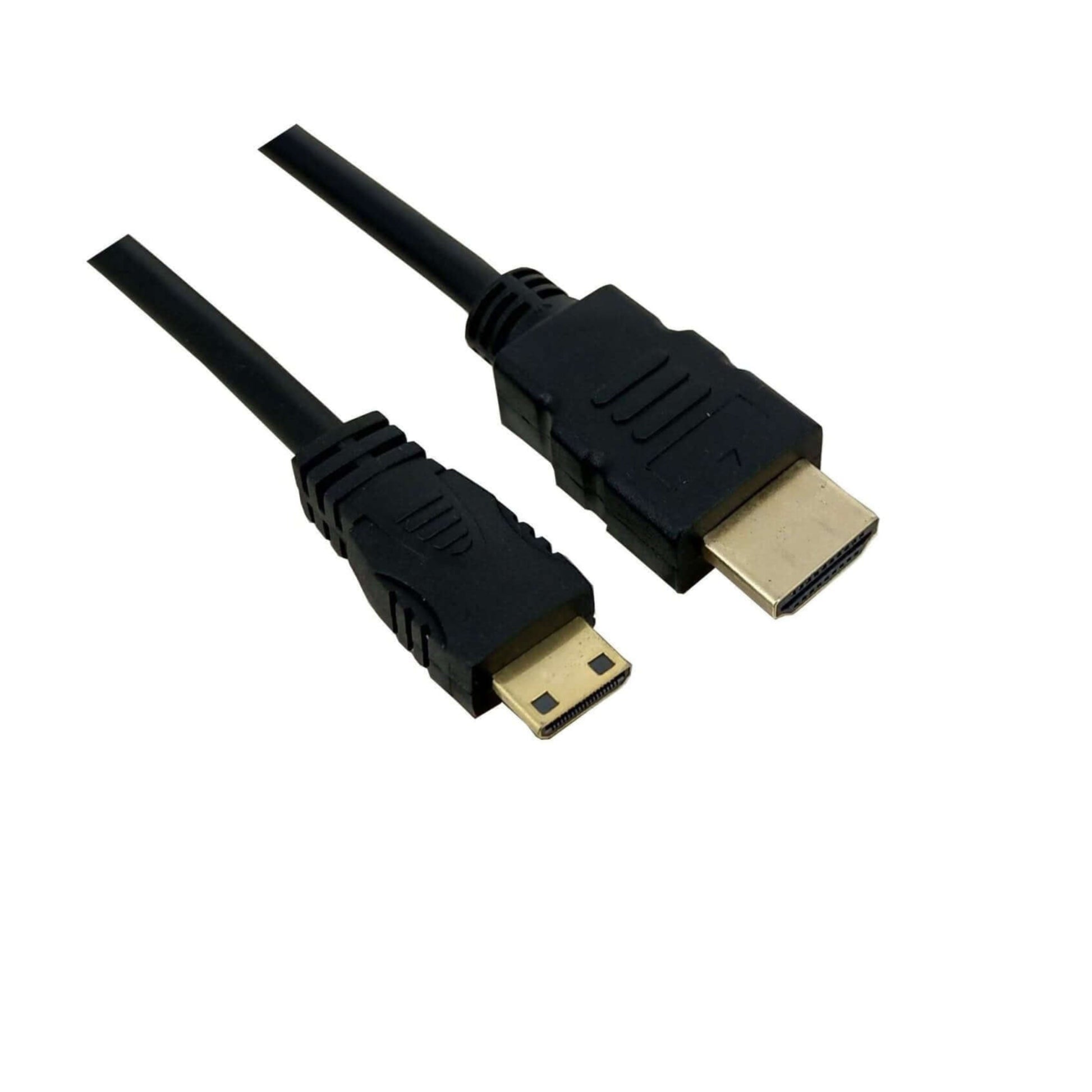 1.5m Mini HDMI to HDMI cable with gold-plated connectors for 1080p video and audio connectivity.