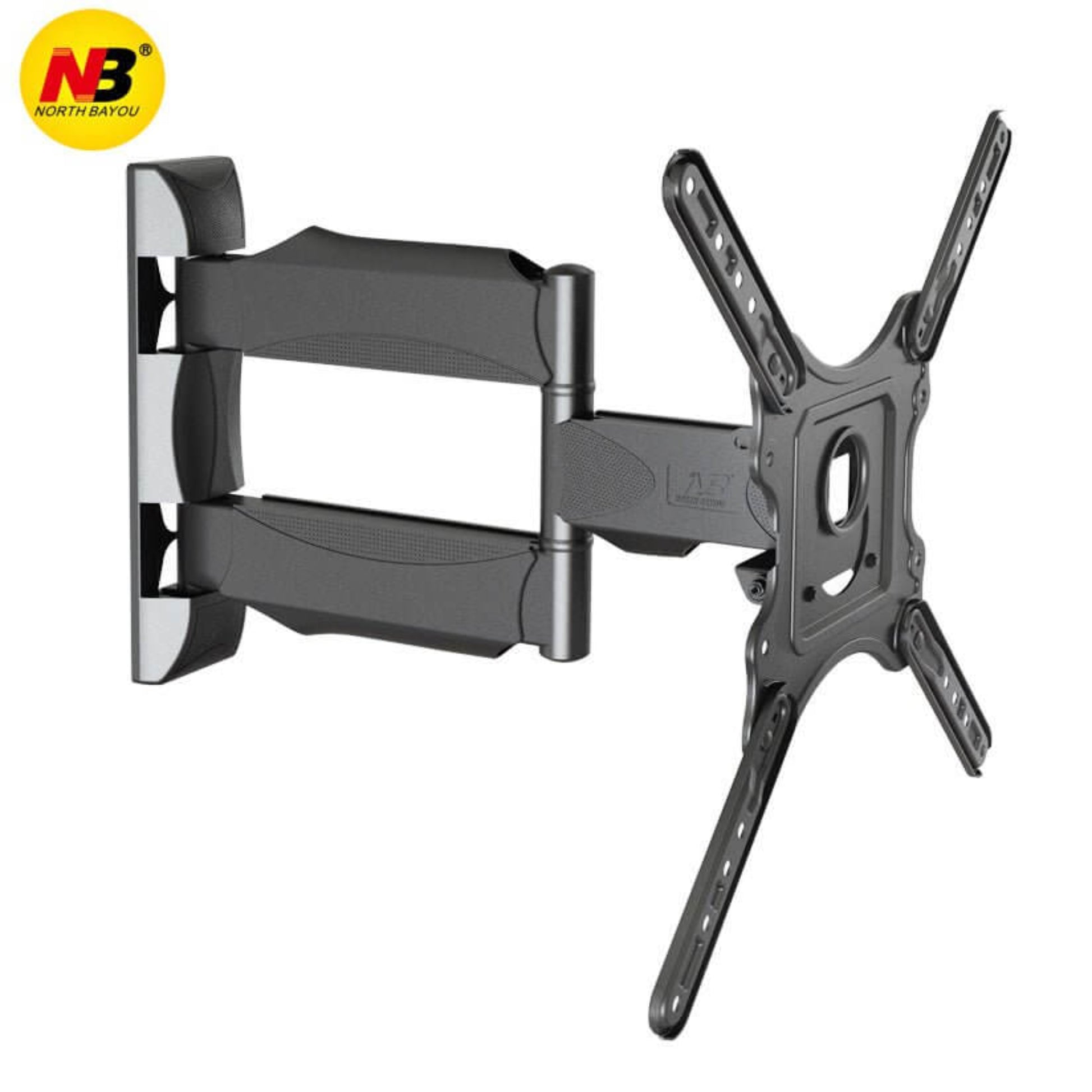 NB P4 full motion TV wall mount for 32"-55" LED LCD TVs, durable steel design with tilt and swivel functionality.