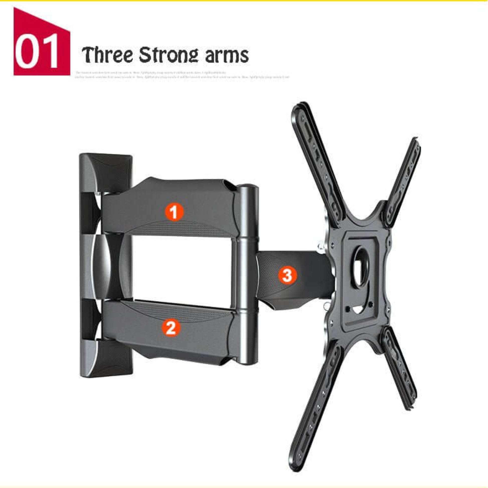 NB P4 TV wall mount with three strong arms for full motion, suitable for 32" to 55" flat panel screens.