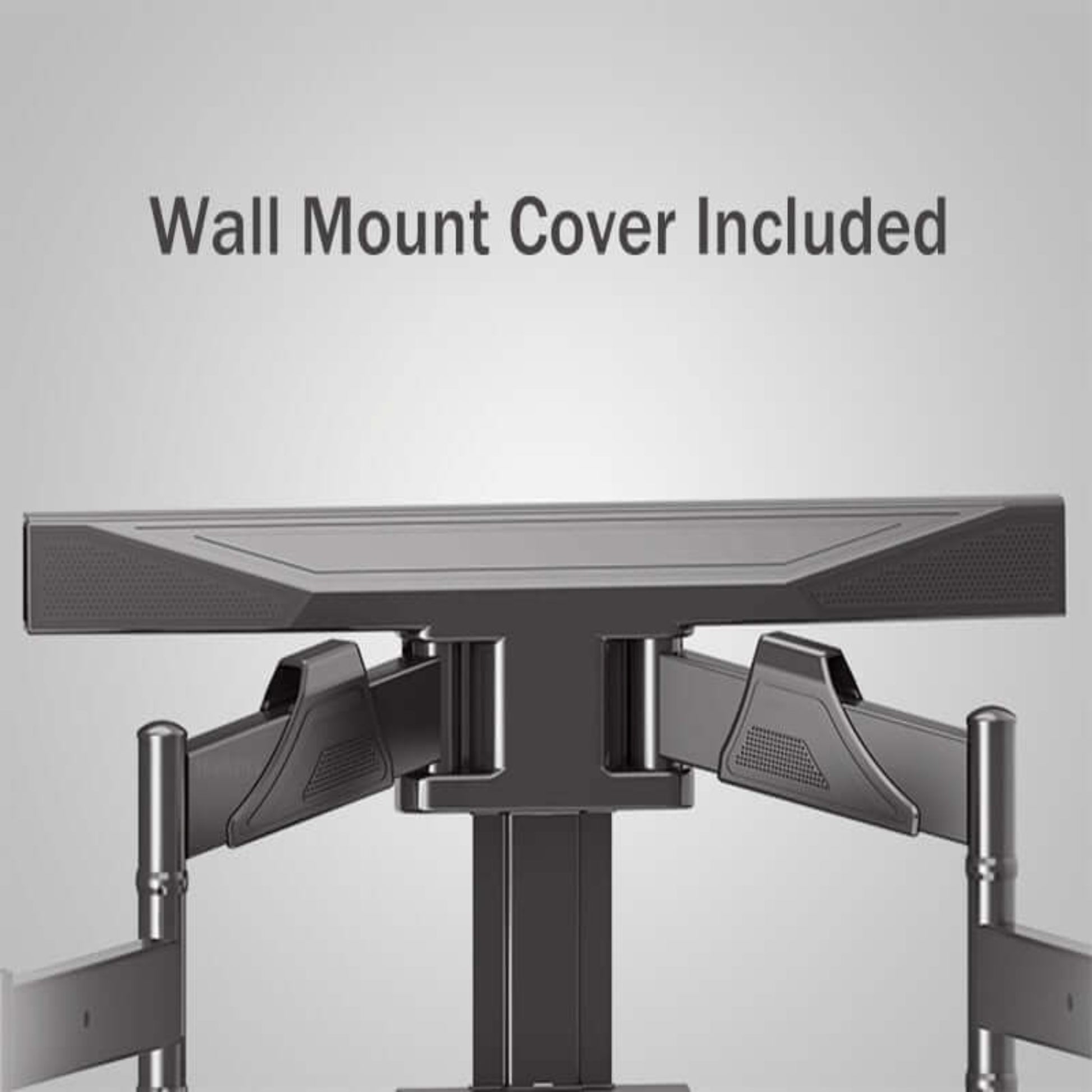 Close-up of NB P6 Full Motion TV Wall Mount showing included wall mount cover.