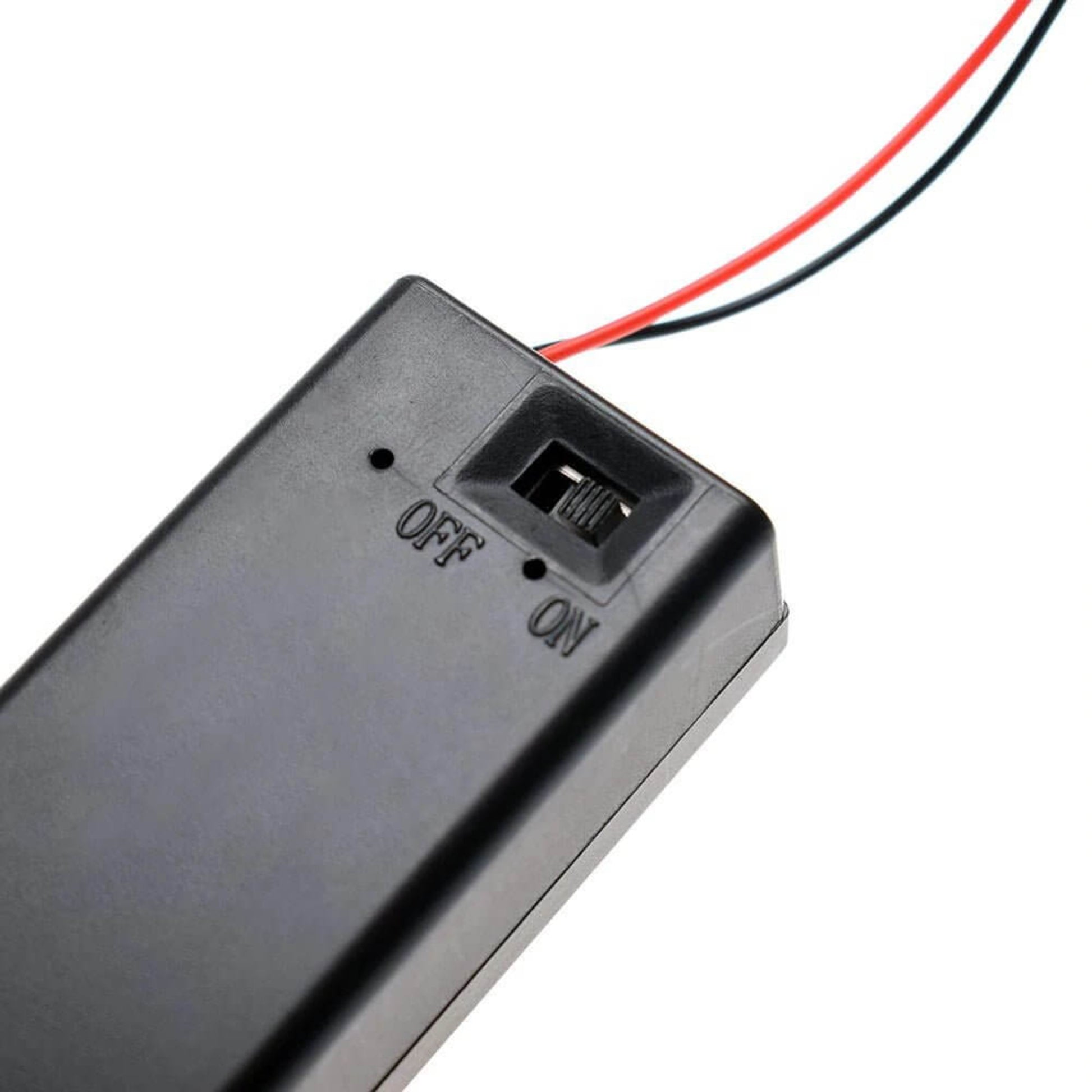9V battery holder with ON/OFF switch, black power box, approximately 6.6*3.2*2cm, suitable for various electronic projects.
