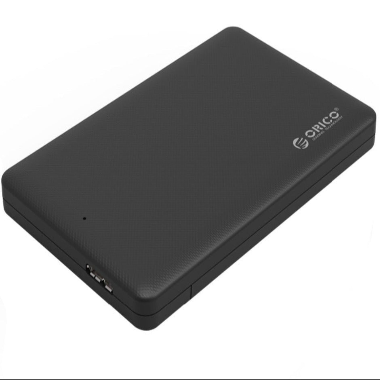 ORICO 2.5-inch USB 3.0 external HDD enclosure in black, designed for durability and fast data transfer.