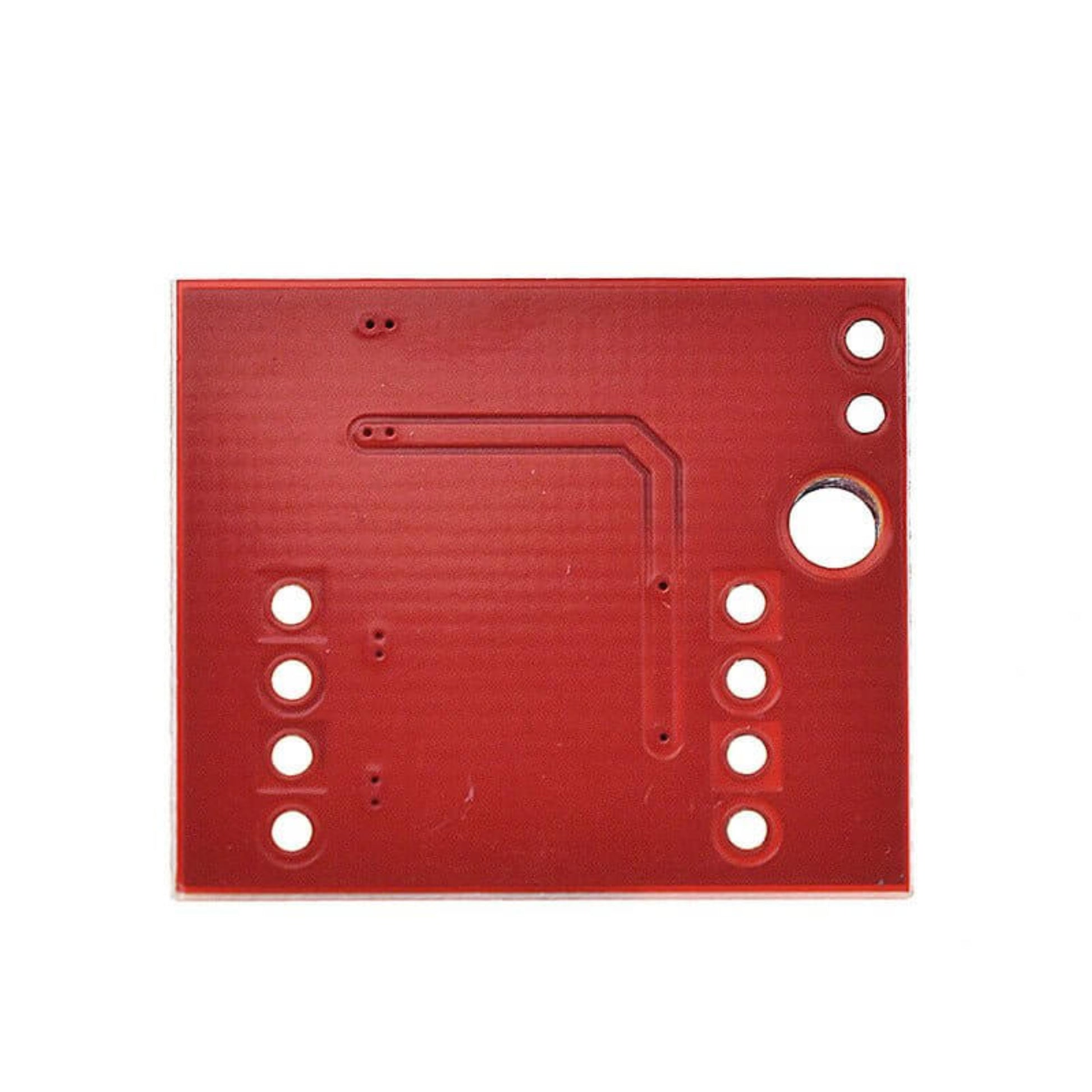 Red circuit board for PWM DC motor drive module, designed for dual H bridge and stepper motor applications.