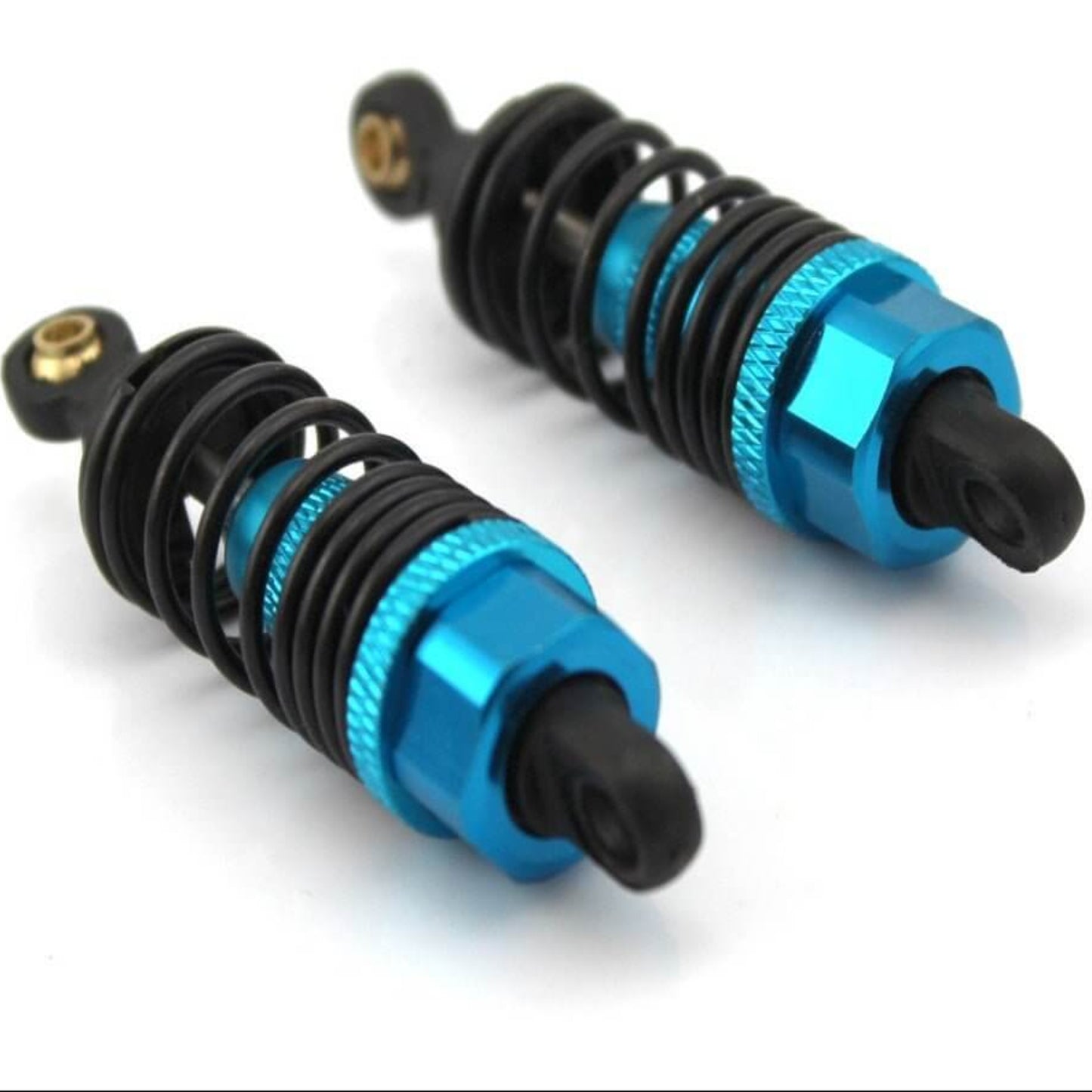 2PCS aluminum RC car shock dampers in blue, 69mm and 109mm sizes, designed for optimal suspension performance.