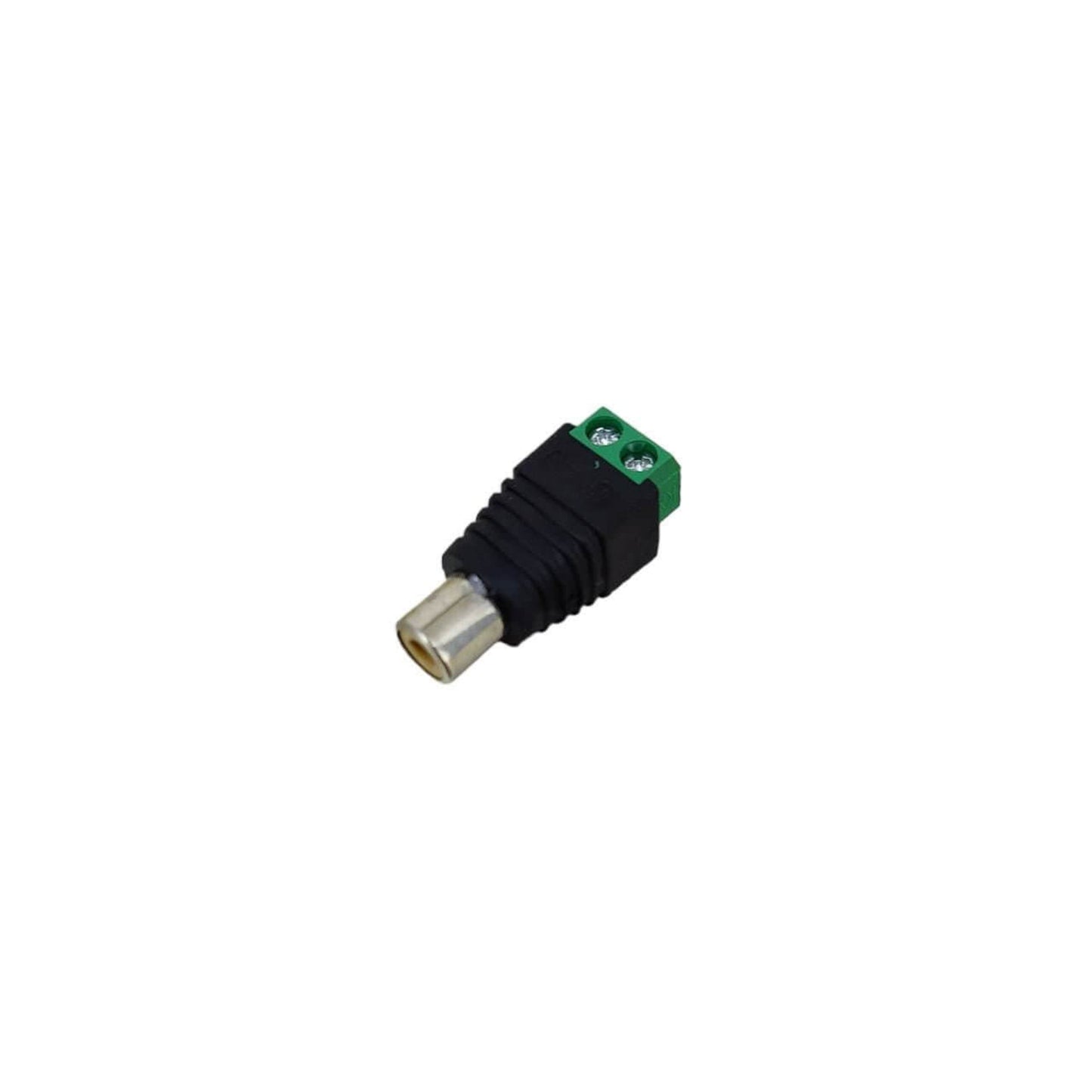 RCA connector male to AV screw terminal adapter for audio and video installations, ideal for CCTV systems.