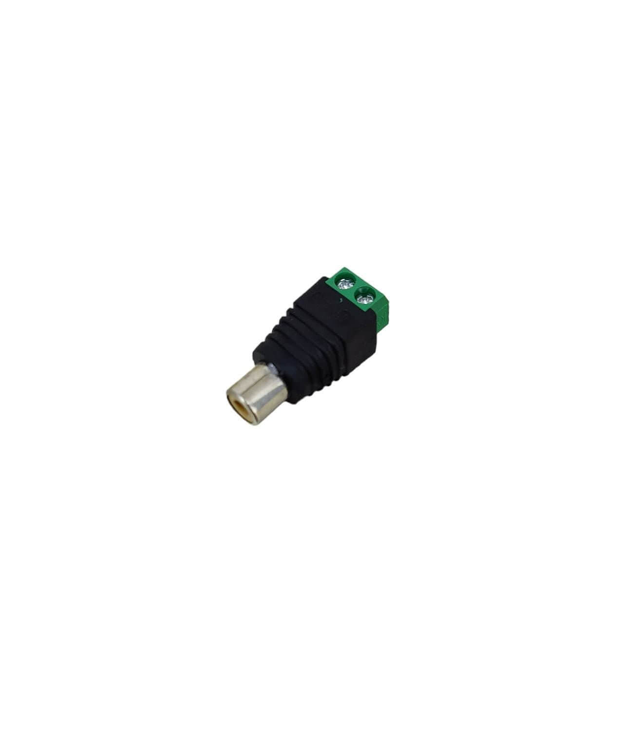 RCA connector male to AV screw terminal adapter for audio and video installations, ideal for CCTV systems.