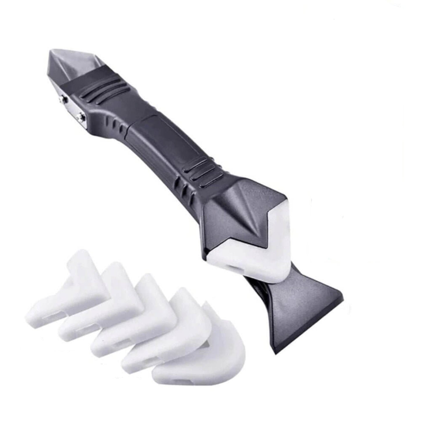 3 in 1 rubber silicone remover set with interchangeable pads for caulk finishing and gap repairing tools.