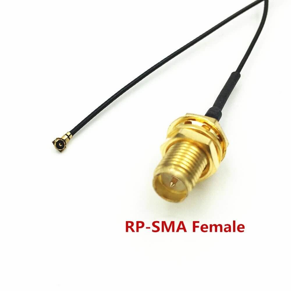 RP-SMA Female to IPEX cable, 20cm length, 0.81mm diameter, suitable for PCI wifi card router connections.