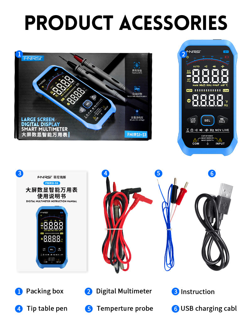 FNIRSI S1 Large Screen Digital Display Smart Multimeter