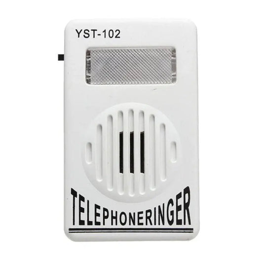 Top-down view of YST-102 telephone ringer, highlighting the loud speaker and flashing strobe light.