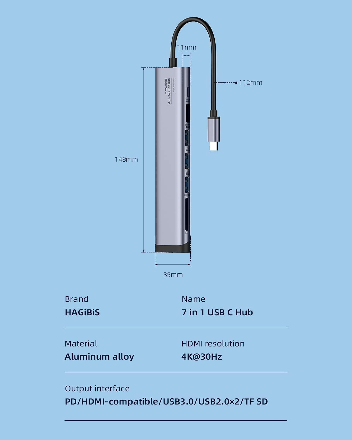 Hagibis Type-c 7 in 1 USB-C Hub