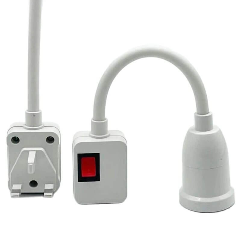 UK Plug to E27 Lamp Holder Adapter with On/Off Switch for versatile lighting solutions.